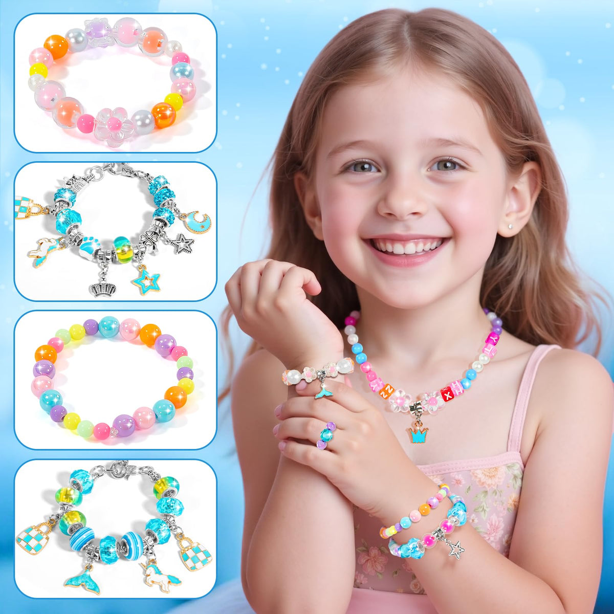 BLmukce Girl designing bracelets illustrating imaginative crafting