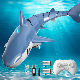 BLmukce RC shark toy in pool showing durable design for safe water play