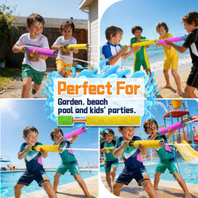BLmukce water gun backyard party scene with group play