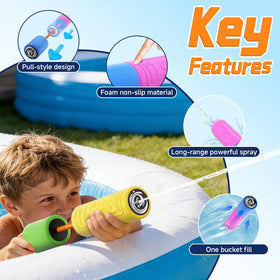 BLmukce water gun quick-fill design for fast pool play and less refilling.