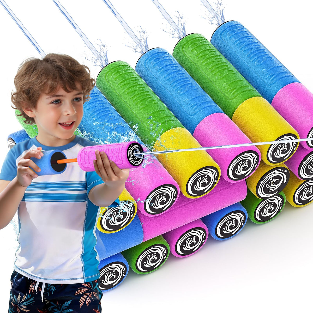 BLmukce water guns for kids foam toy with long-range spray for outdoor fun.