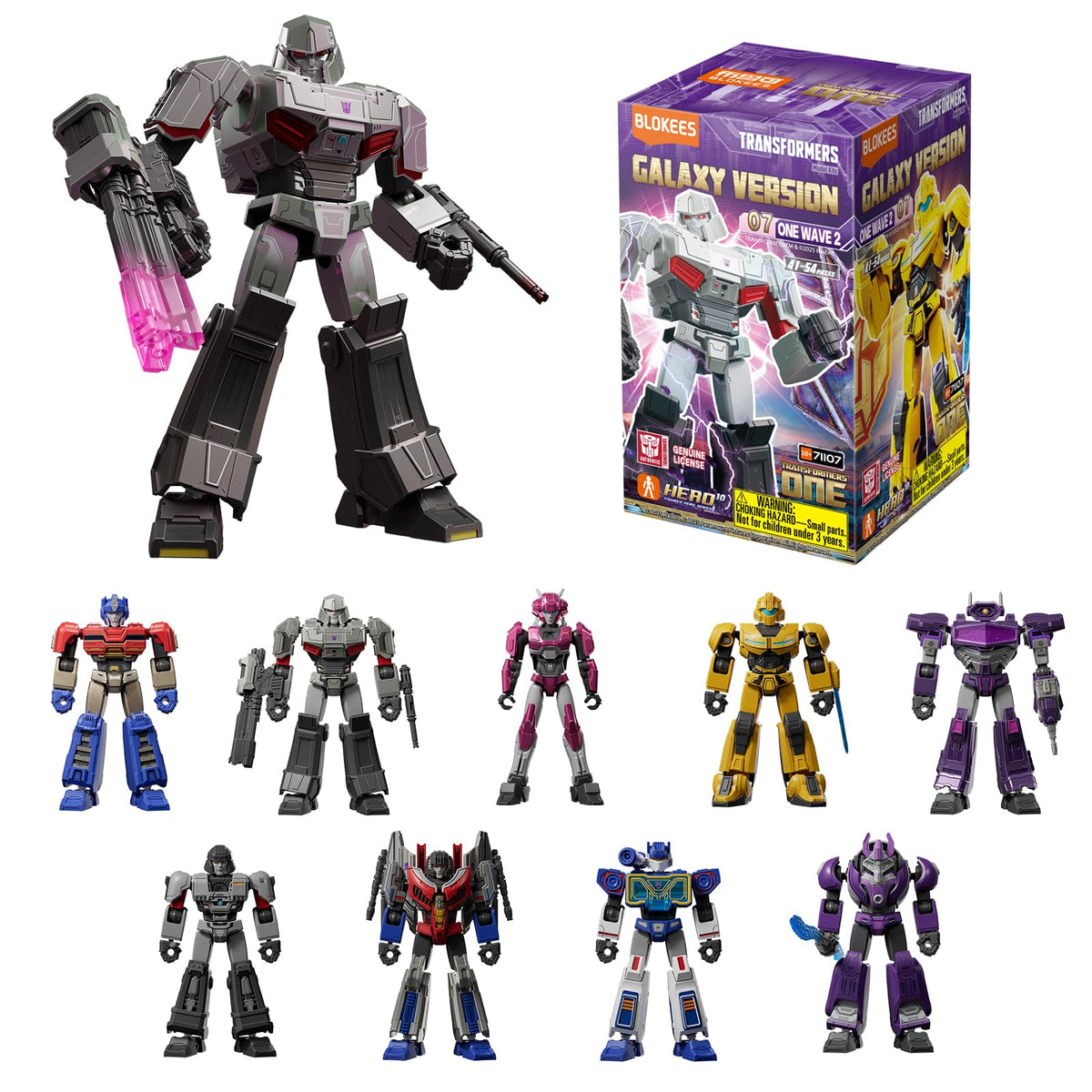 BLOKEES Transformers Galaxy Version 07 model kit showcasing 9 characters for display.