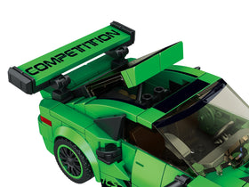 Block Builder Green Porsche 911 building process image showing step-by-step assembly