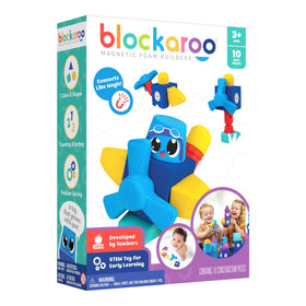 Blockaroo magnetic foam blocks forming an airplane for imaginative play