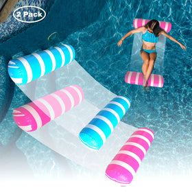 BLOFUN water lounger folder on water in blue and white for relaxing with friends.