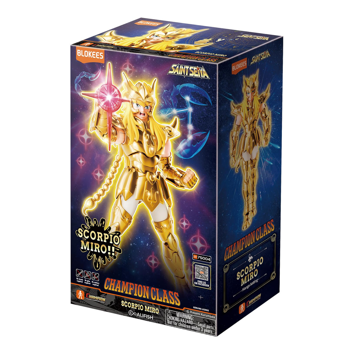 BLOKEES Saint Seiya Miro dynamic stand supports gravity-defying display.