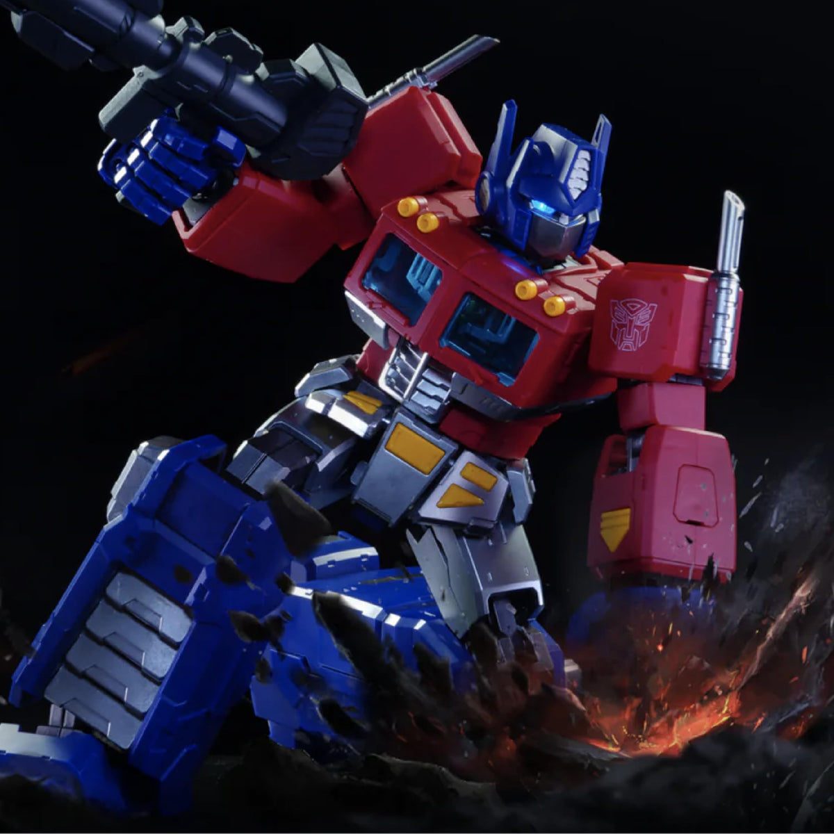 BLOKEES Optimus Prime with laser cannon for action scenes.