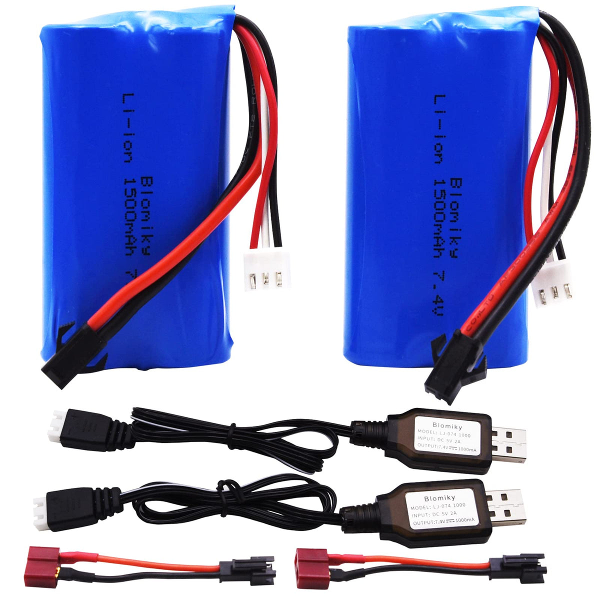 Blomiky SM-2P 7.4V 1500mAh battery; compact size fits in small RC models.
