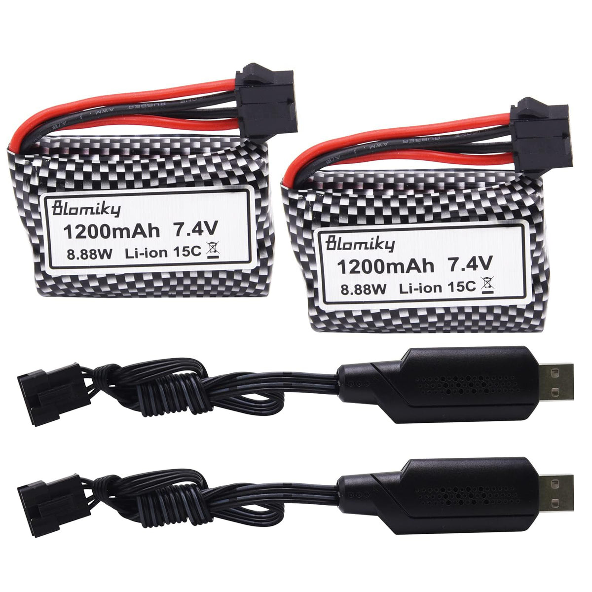 Blomiky 2-pack RC boat battery front view for extended sessions