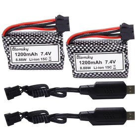 Blomiky 2-pack RC boat battery front view for extended sessions