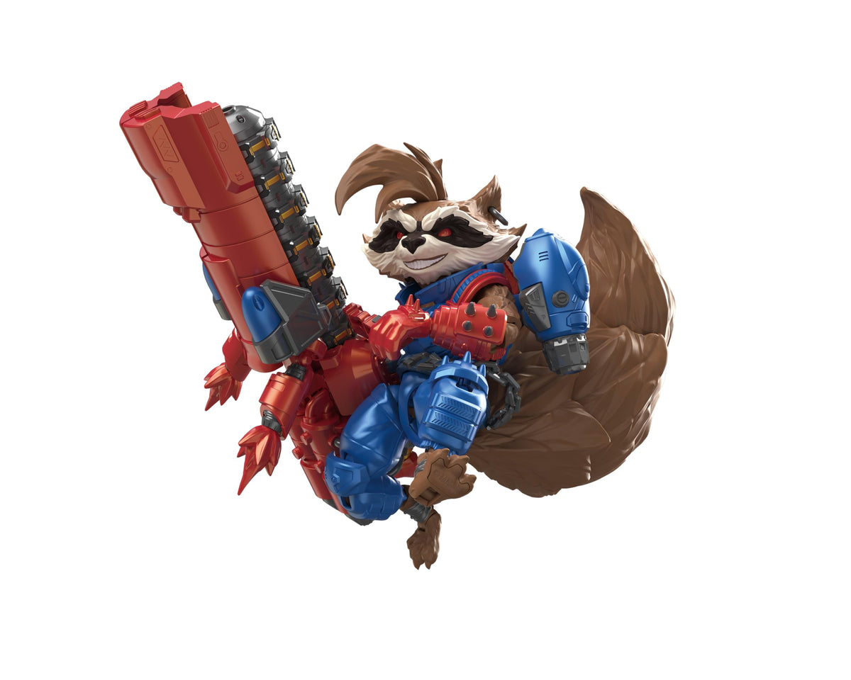 BLOKEES Marvel Rivals Rocket Raccoon model kit parts spread for careful assembly