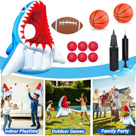 Bloolilies 3-in-1 shark basketball hoop setup for versatile water games