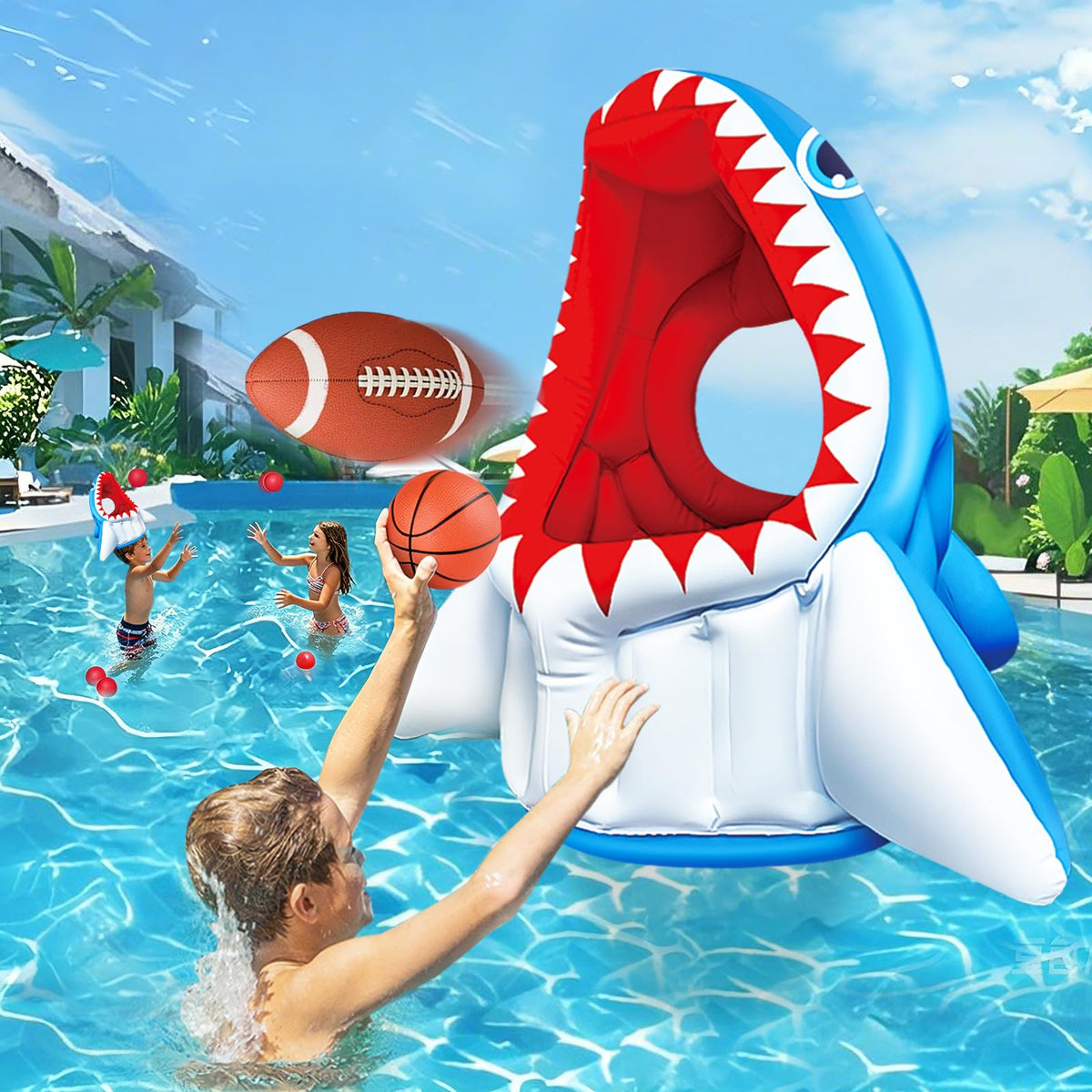 Bloolilies inflatable shark toy for pool play and family fun
