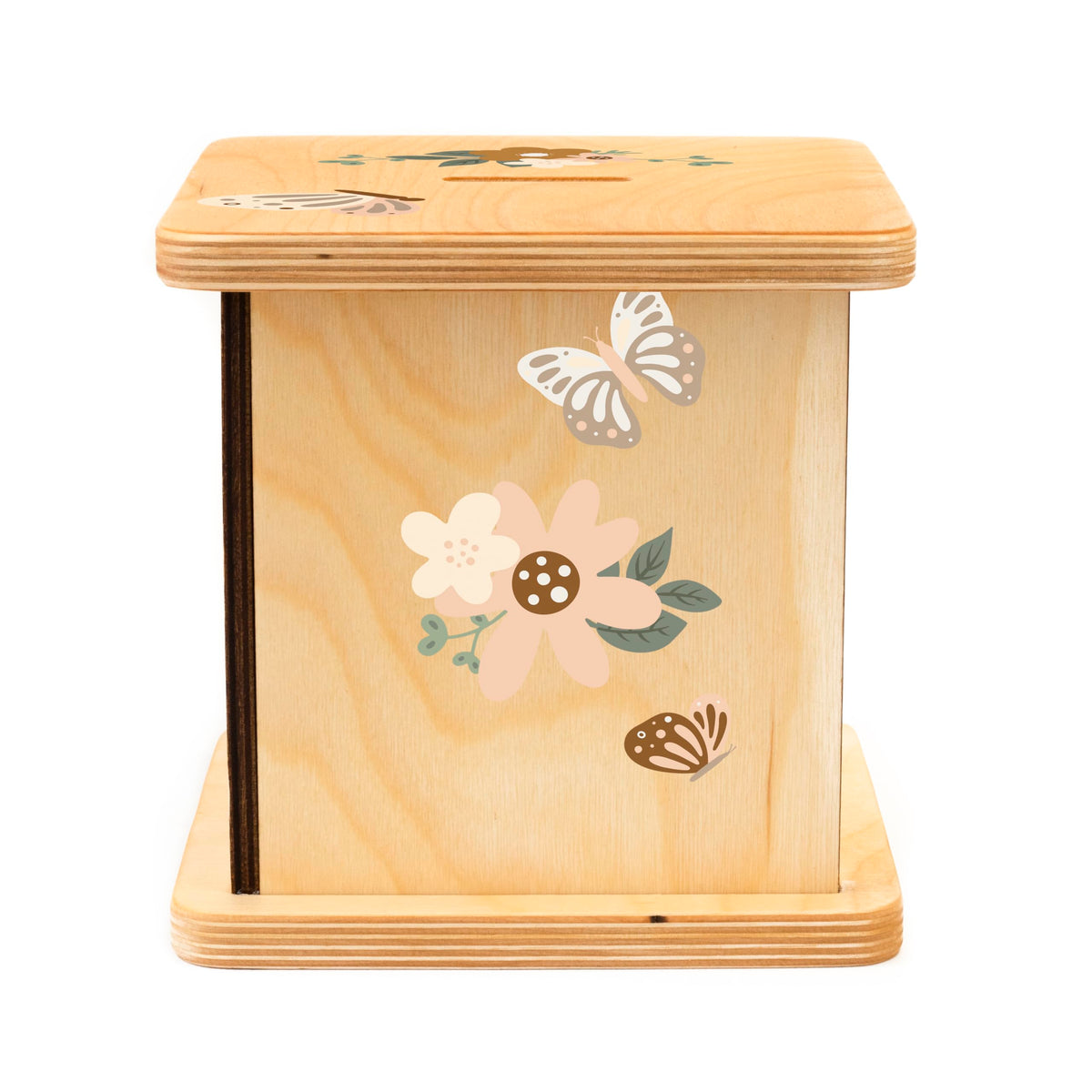 BloomOwl butterfly piggy bank nestled in Easter basket as a playful gift.