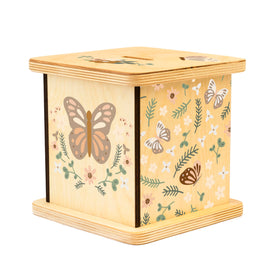 BloomOwl butterfly piggy bank front view highlights durable handmade design for kids.