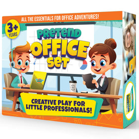 BLOONSY office play scene showing a full home office pretend setup.