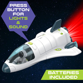 BLOONSY Space Shuttle Toy cockpit open for easy astronaut placement.