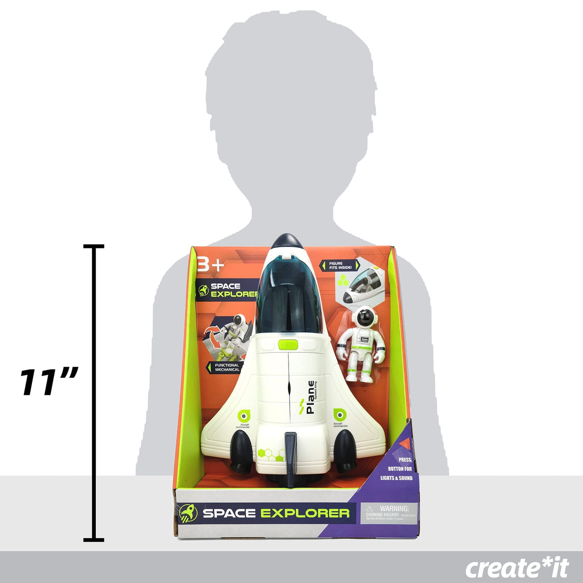 BLOONSY Space Shuttle Toy durable ABS body withstands daily adventures.