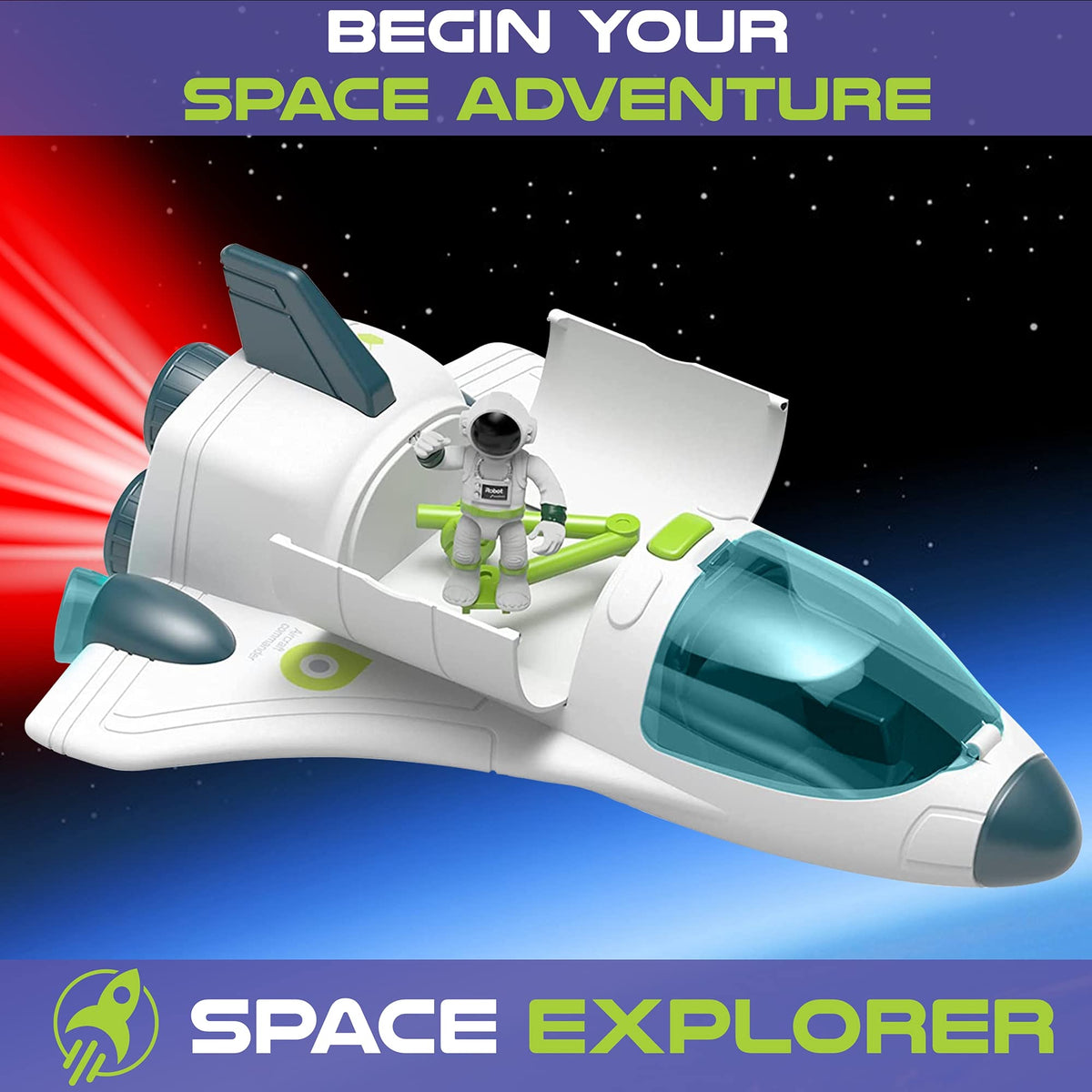BLOONSY Space Shuttle Toy includes batteries for immediate play.