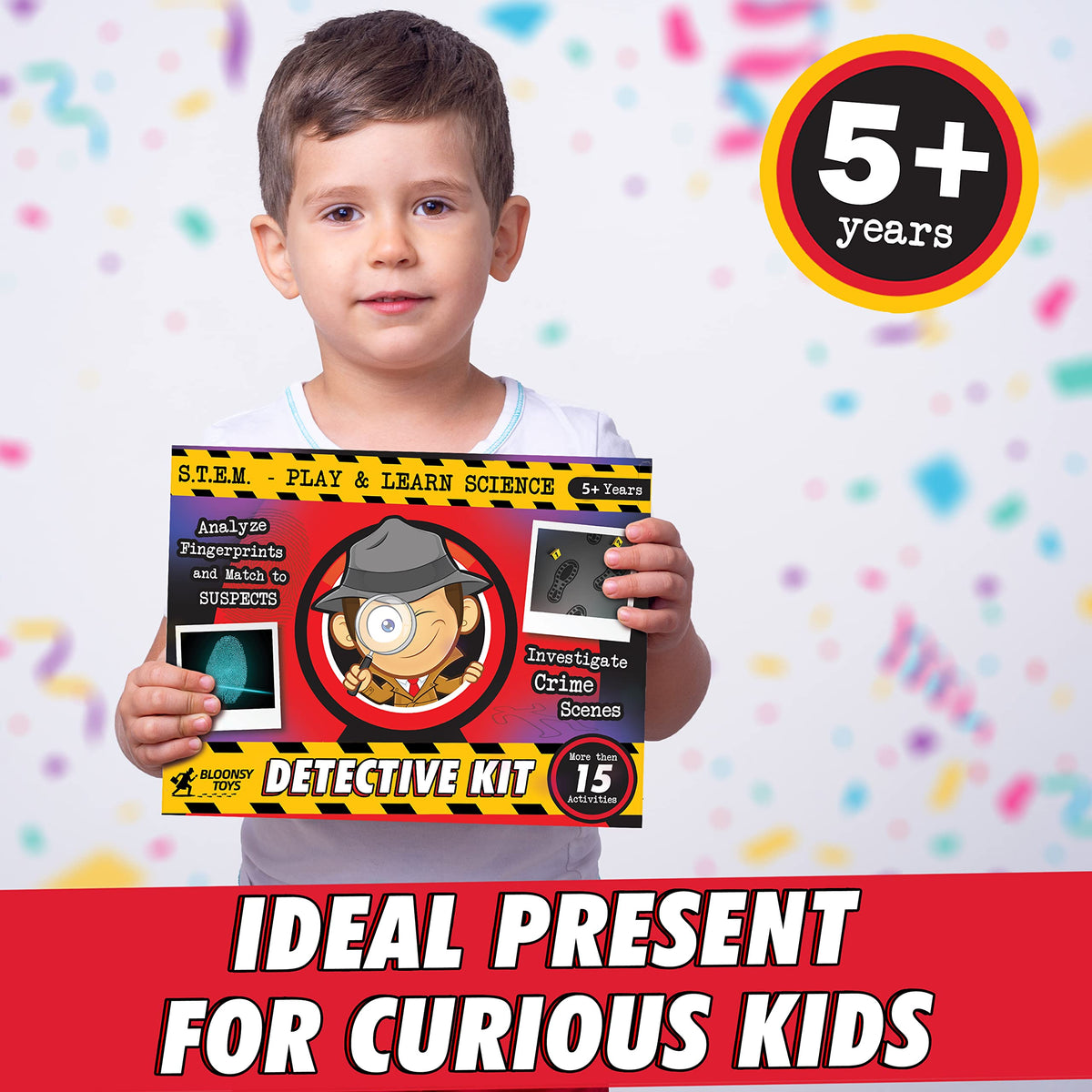 BLOONSY Spy Kit clue-board scene inviting imaginative problem solving