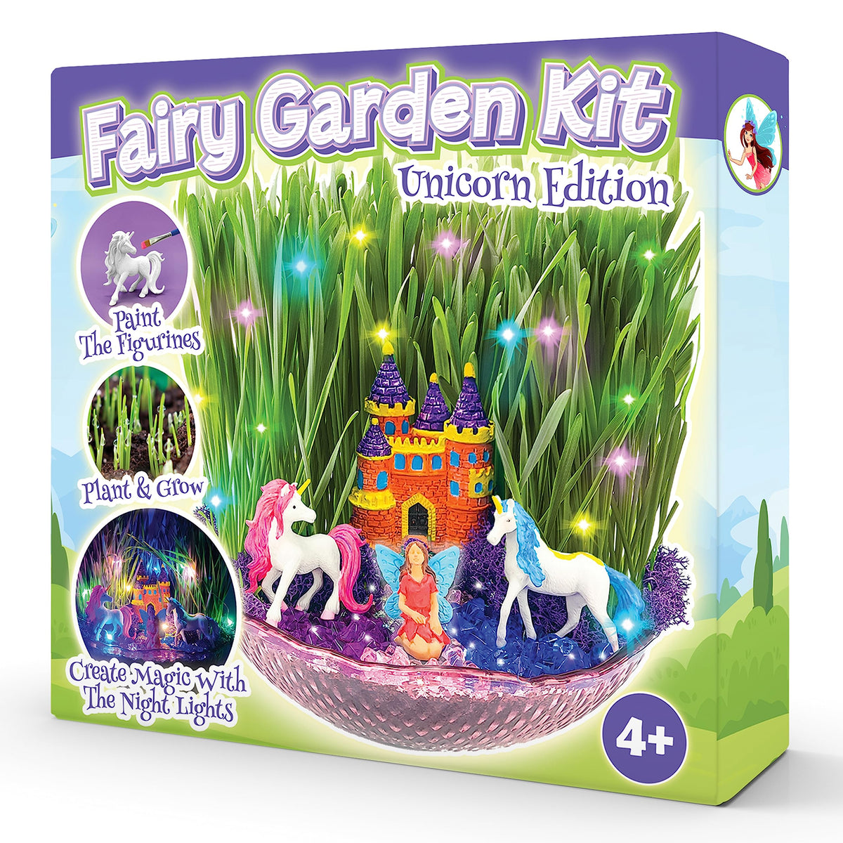 Bloonsy Unicorn Fairy Garden Kit box contents for creative play and imagination.