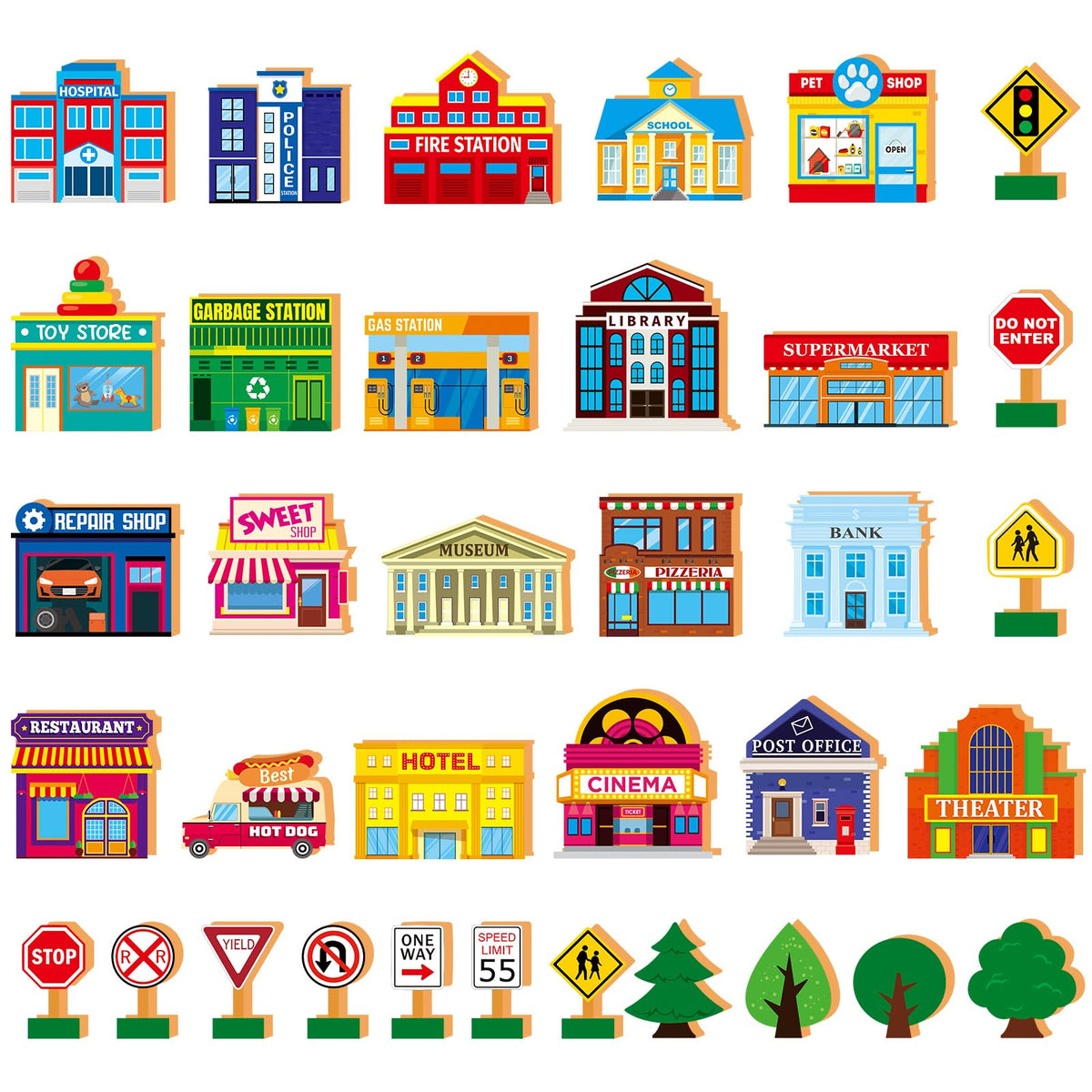 Blosssound 35-pcs wooden town building set sparks imaginative play and fine motor skills.