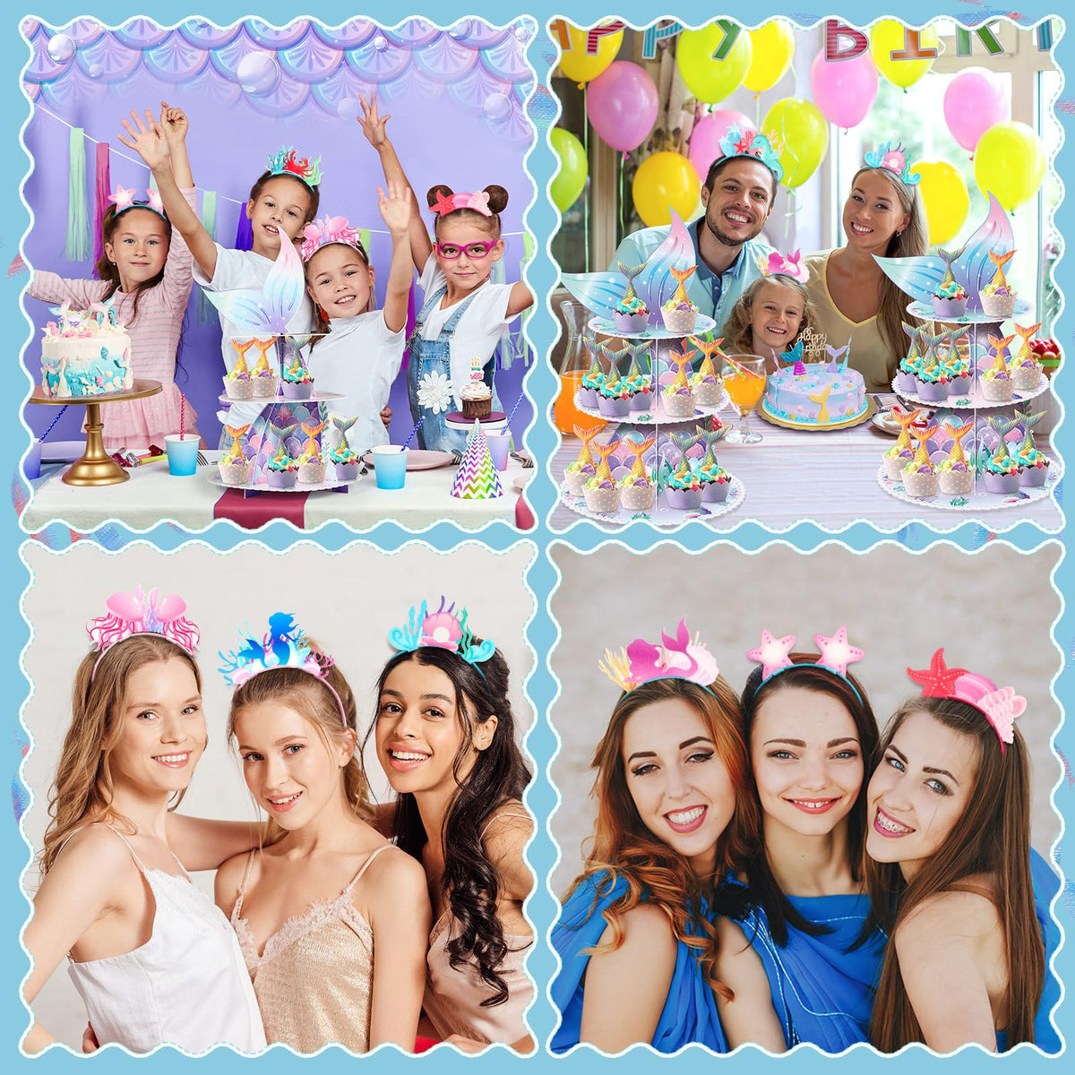 Blosssound mermaid party decor headbands ideal for celebrations and Instagram-ready looks.