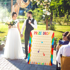 Blosssound prize drop board back tripod stand enables quick setup.