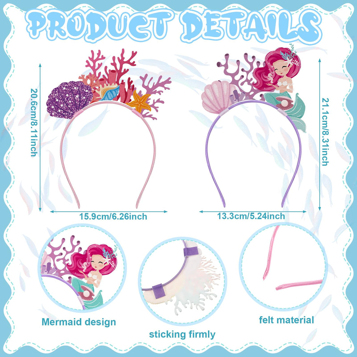 Blosssound undersea headbands with castle and jellyfish designs for themed parties.