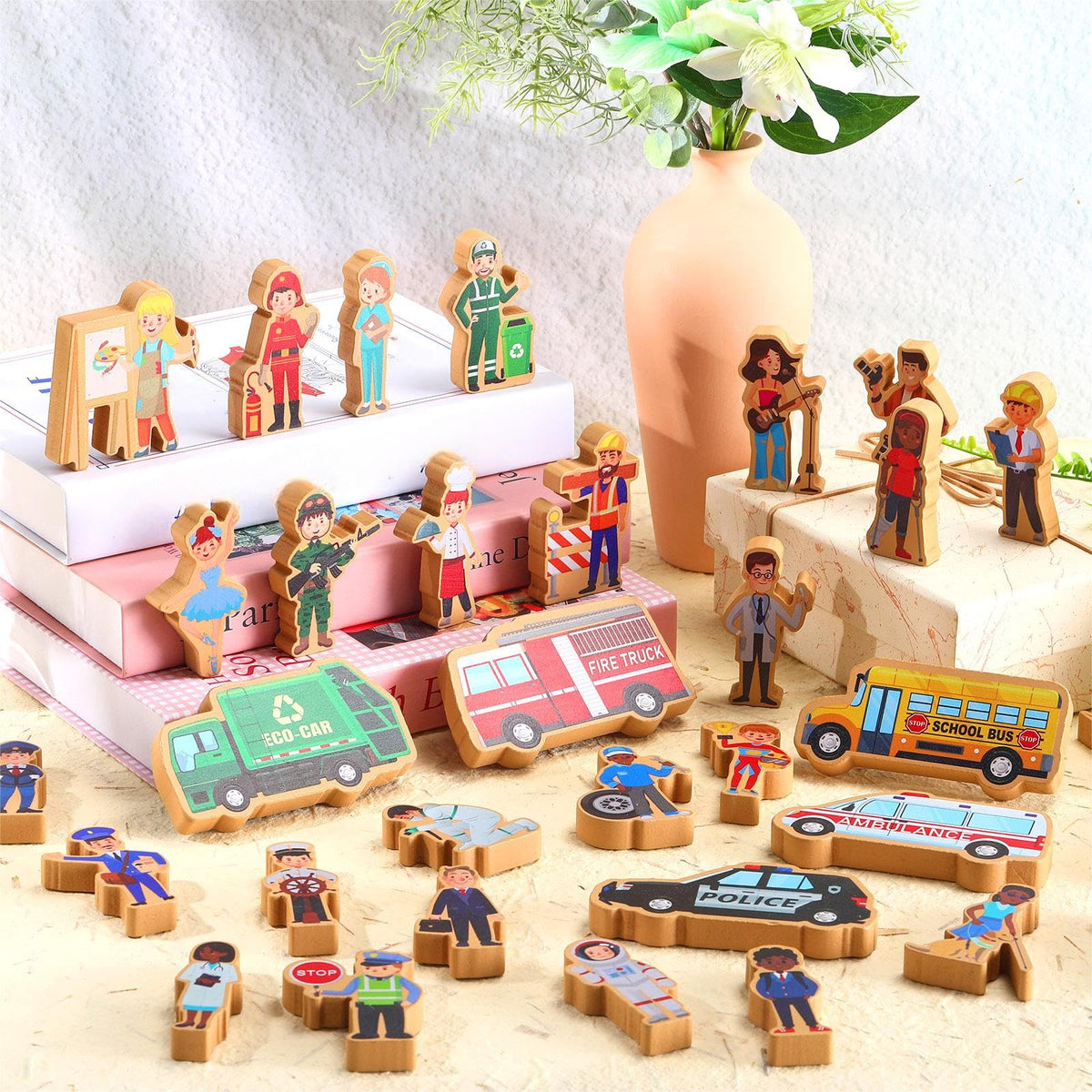 Blosssound wooden figures feature smooth edges for safe, comfortable grip.