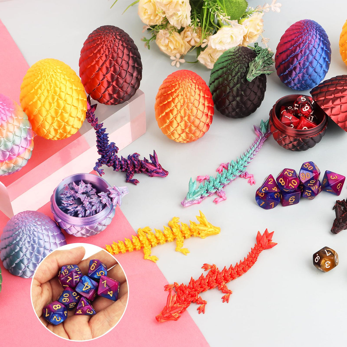 BLSFXROE Easter basket filler dragons and dice for gifts.