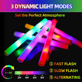 Blu7ive LED foam glow sticks with 3 modes for easy play