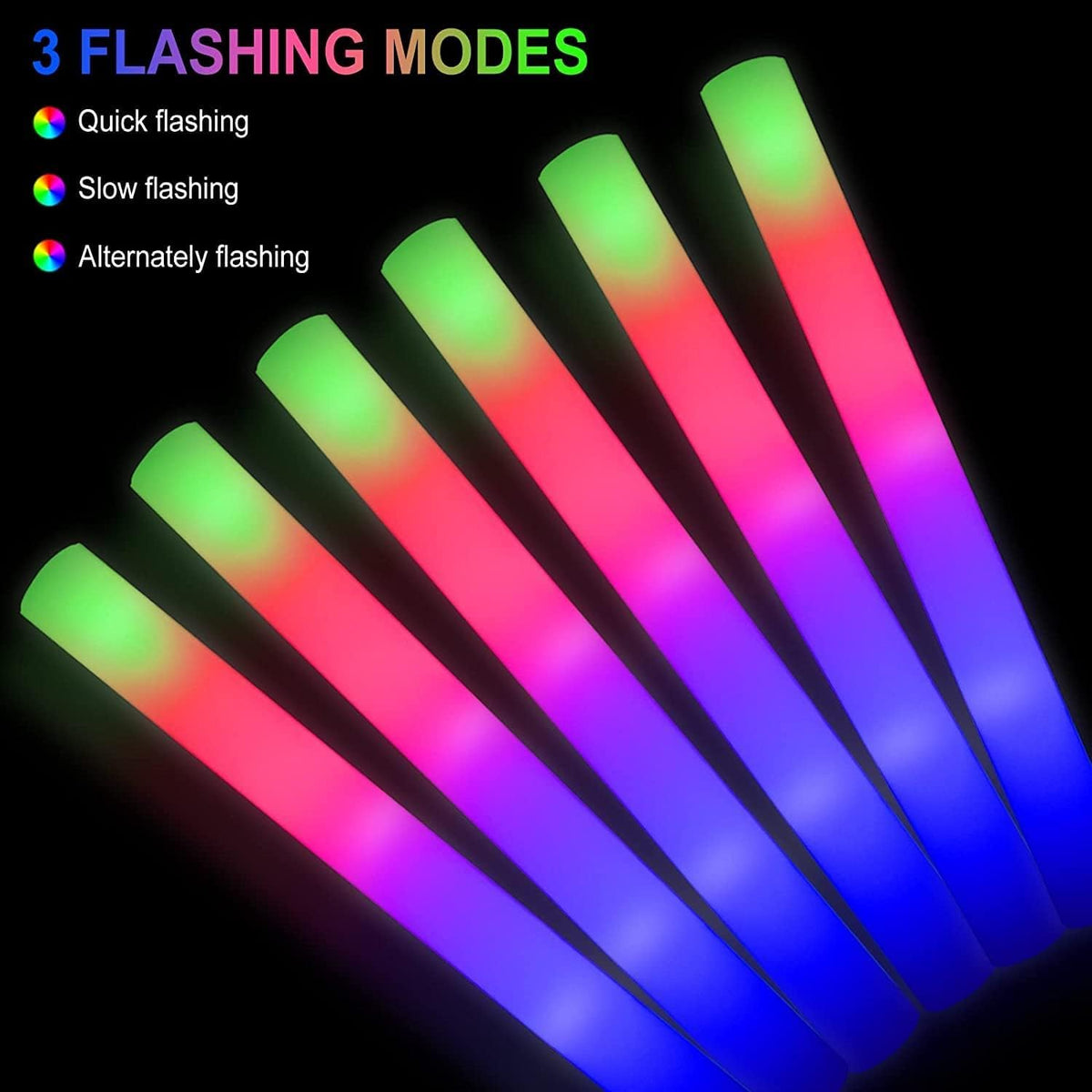 Blu7ive LED foam sticks slow-blink mode for ambient lighting.