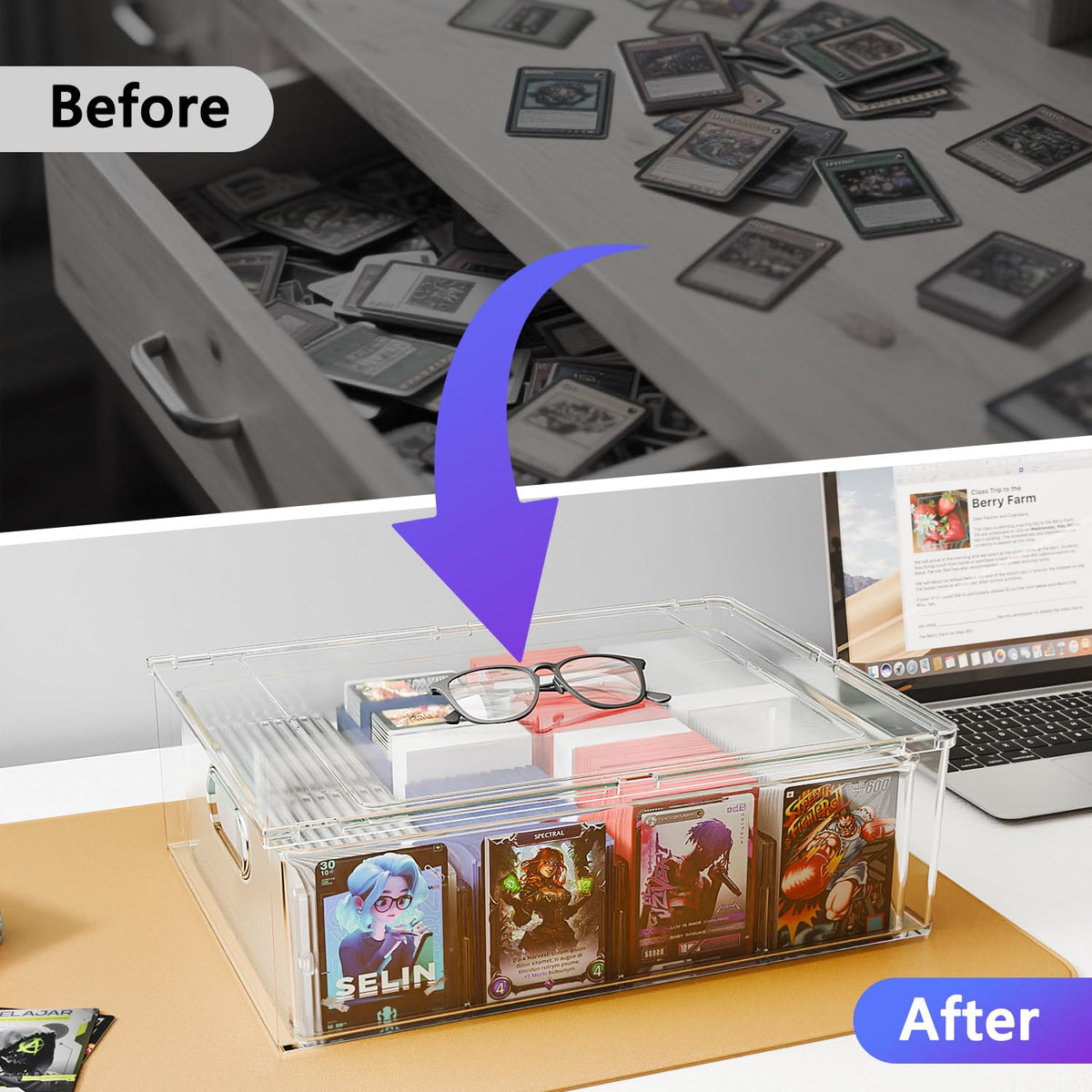 BluBrk storage fits most TCG and sports cards for neat collections.