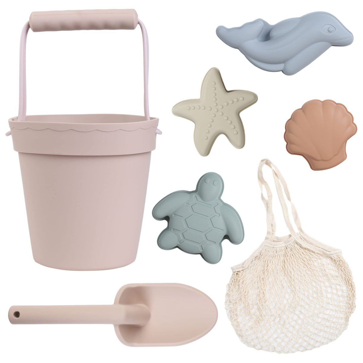 Blue Ginkgo beach bucket for sand play, durable and easy for little hands.