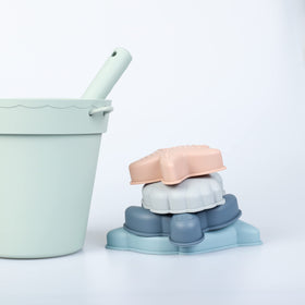 BLUE GINKGO silicone beach toys set, travel-friendly kit for trips.