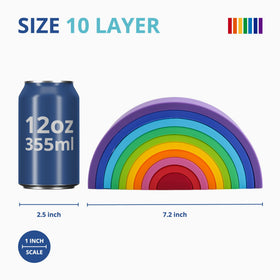 BLUE GINKGO rainbow stacking toy promotes color recognition during independent play.