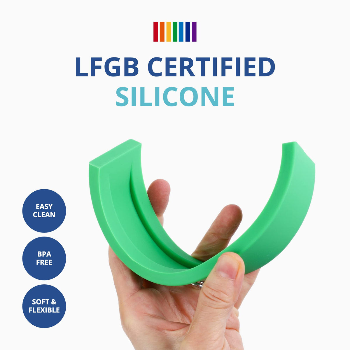 BLUE GINKGO silicone nesting stacker—durable, soft, chew-safe for toddlers.