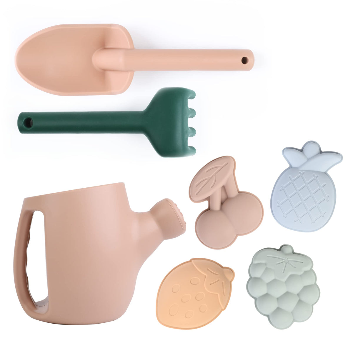 Blue Ginkgo toddler watering can silicone toy, ideal for water play and gentle garden watering.