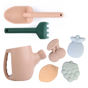 Blue Ginkgo toddler watering can silicone toy, ideal for water play and gentle garden watering.
