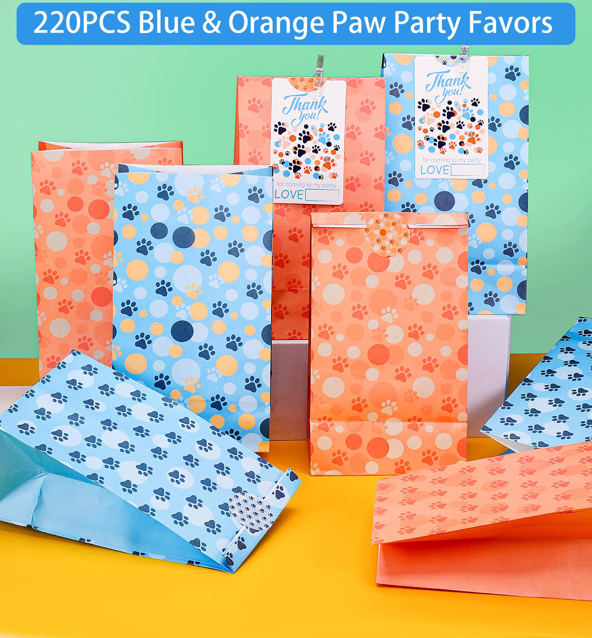 Blue Hydrangea blue paw favors treat bags help organize goodies and memories.