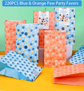 Blue Hydrangea blue paw favors treat bags help organize goodies and memories.