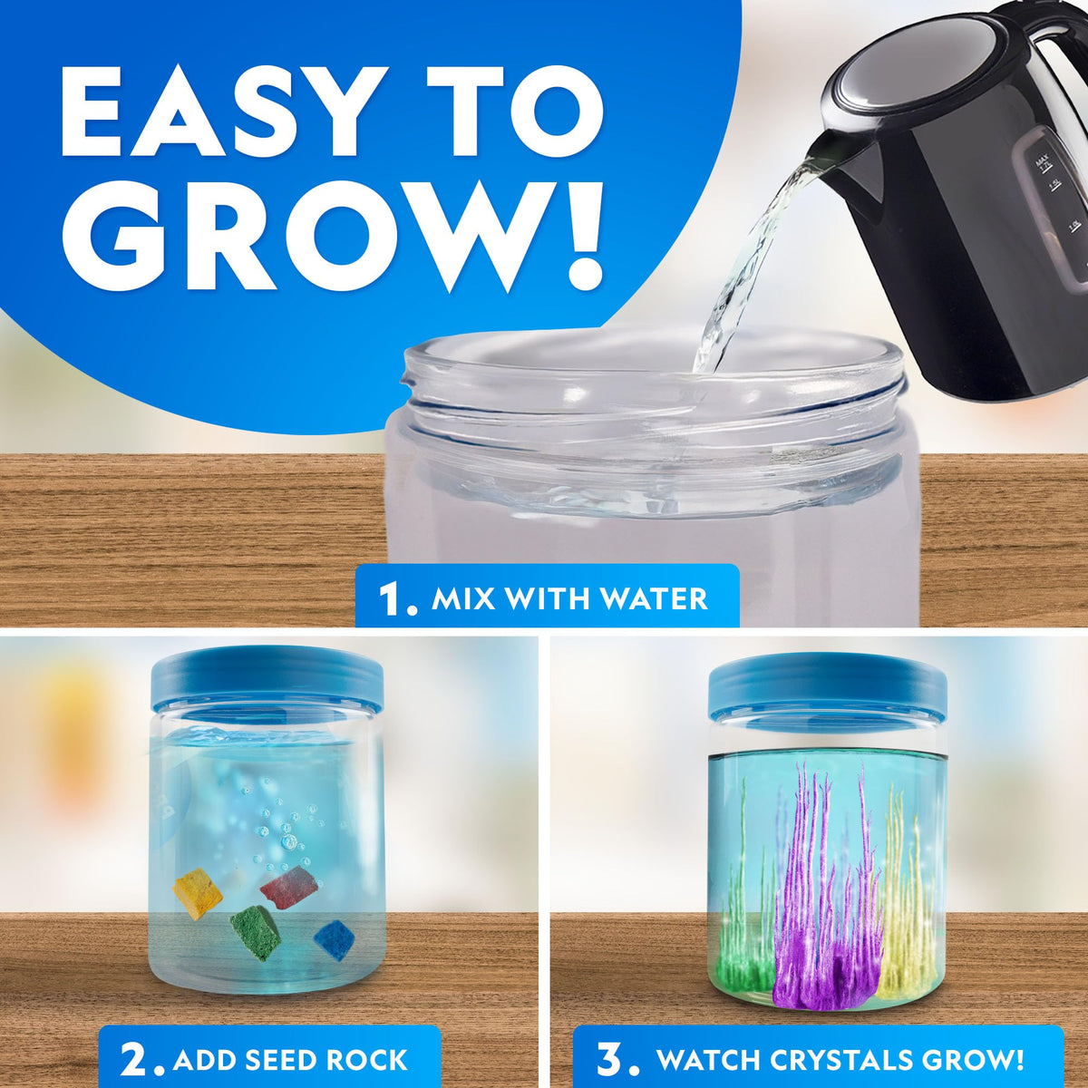 Blue Marble 360-degree viewing container lets kids observe growth from every angle.