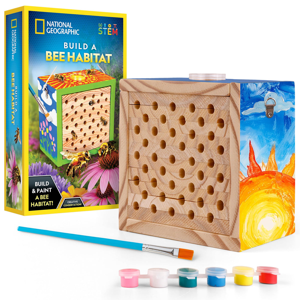 Blue Marble bee habitat kit assembly shows wooden house taking shape for outdoor pollinators