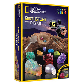 Blue Marble Birthstone Dig Kit reveals 12 gemstones for hands-on discovery.