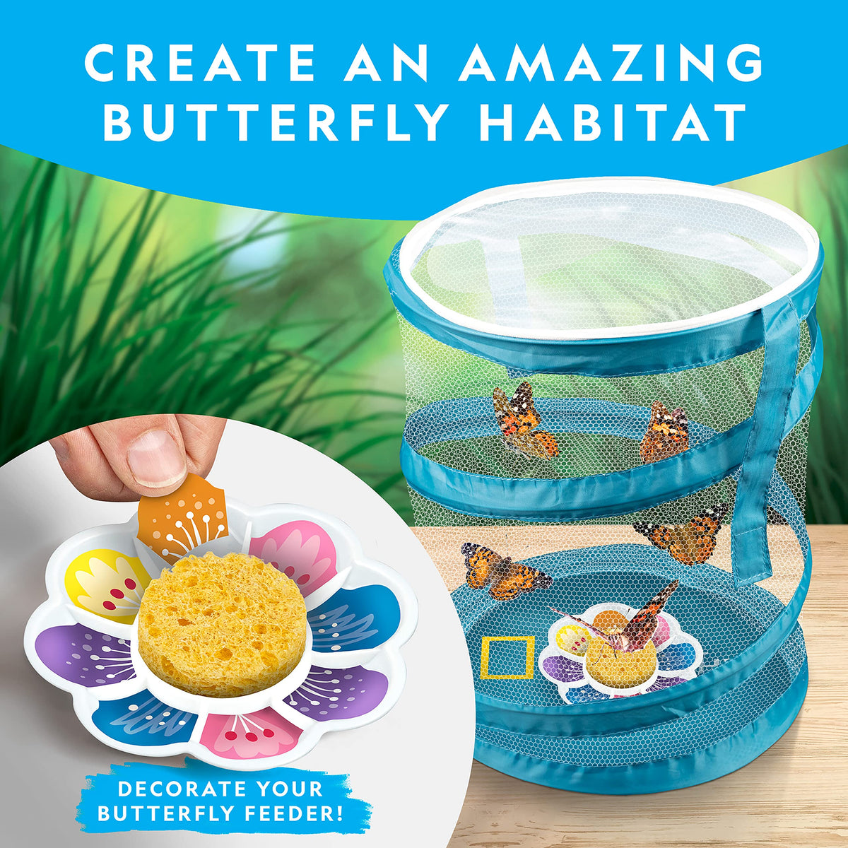 Blue Marble bug habitat with 360-degree viewing for close insect study.