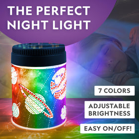 Color-changing lid and light jar create dynamic ambiance from day to night.