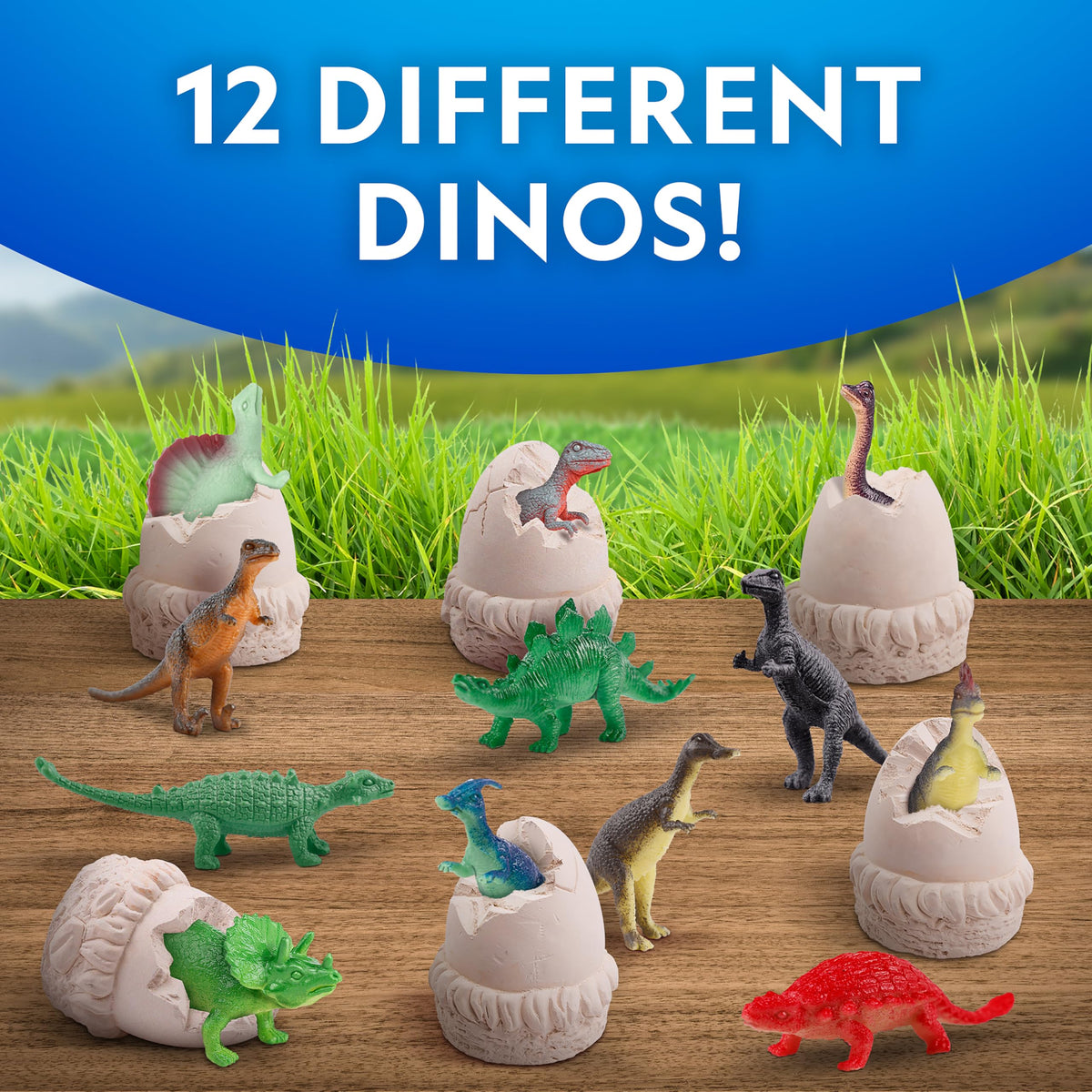 Blue Marble dinosaur figures inside eggs—science-themed unboxing
