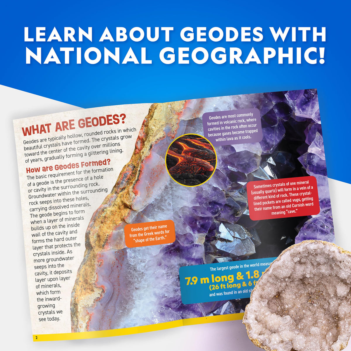 Blue Marble geode kit features a 4.3-5.1 inch diameter geode for standout moments.