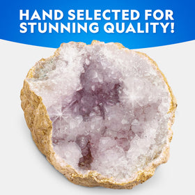 Blue Marble geode kit provides safety instructions for careful cracking.
